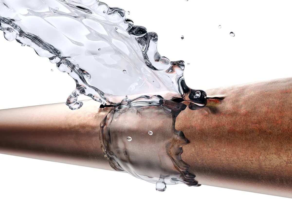 Water splashing from a corroded copper pipe – Costa Mesa Leak Detection Orange County Homeowners Actually Use for Costa Mesa, CA homes