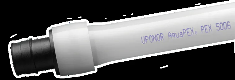 Uponor AquaPEX tubing with an expansion fitting, from our Costa Mesa guide: Costa Mesa Rinnai Tankless Water Heater Installation